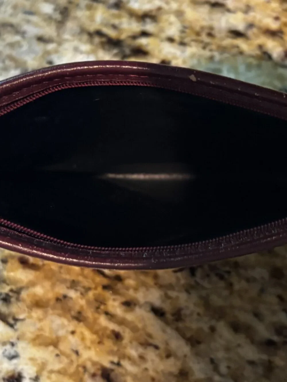 Authentic Vintage Pierre Balmain Paris, Burgundy Monogram Canvas Zippered Pouch